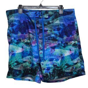 Reel Legends Performance Outfitters Men's Blue Swim Shorts Shark Pattern Sz XL